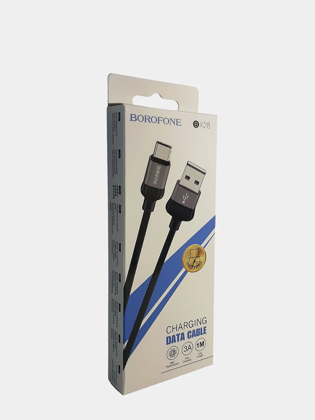 Серый кабель USB для зарядки и передачи данных BOROFONE BX28 1м, 3A для Micro, Type-C, Lightning