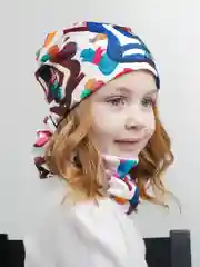 Белый шапка детская, снуд в комплекте, 3-8 лет
