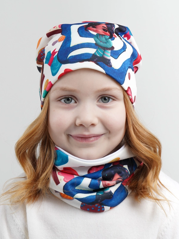 Шапка детская, снуд в комплекте, 3-8 лет