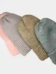 Шапка женская вязанная на флисе зимняя демисезонная