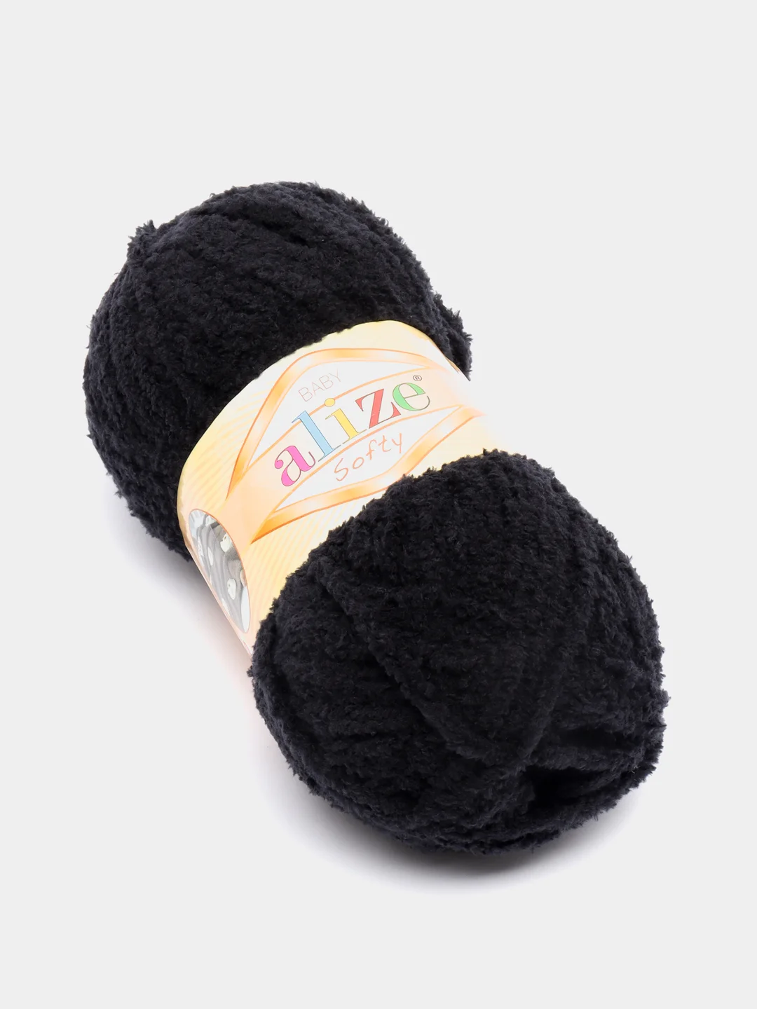 Черный плюшевая пряжа Alize Softy(Ализе Софти), 100% микрополиэстер, 50г/115м