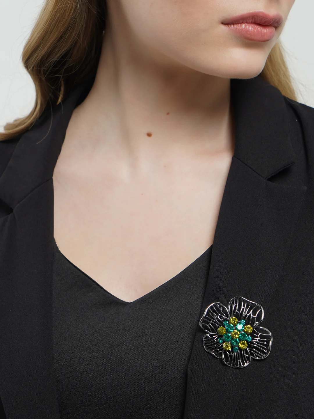 Желтый брошь на одежду "Fashion Jewerly" / значек на одежду