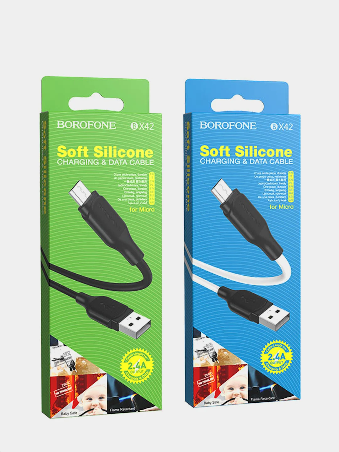 Кабель USB BOROFONE BX42 для зарядки и синхронизации 2.4A/ 3A для Micro, Type-C, Lightning