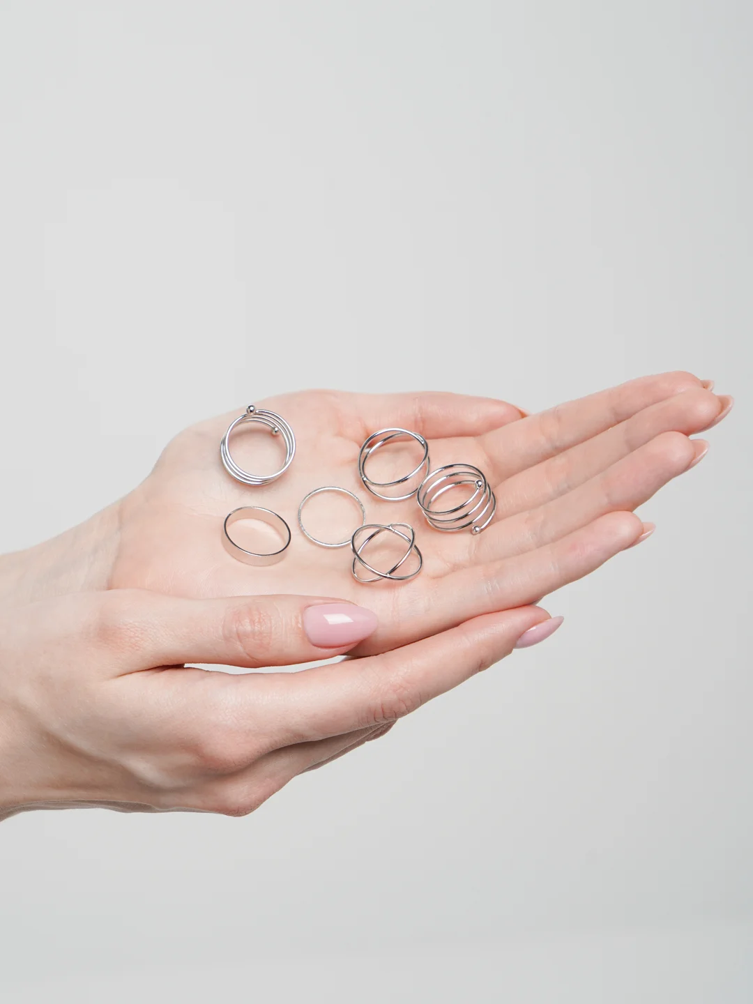 Серебряный комплект из 6 колец, набор Pallada, женские кольца на фаланги