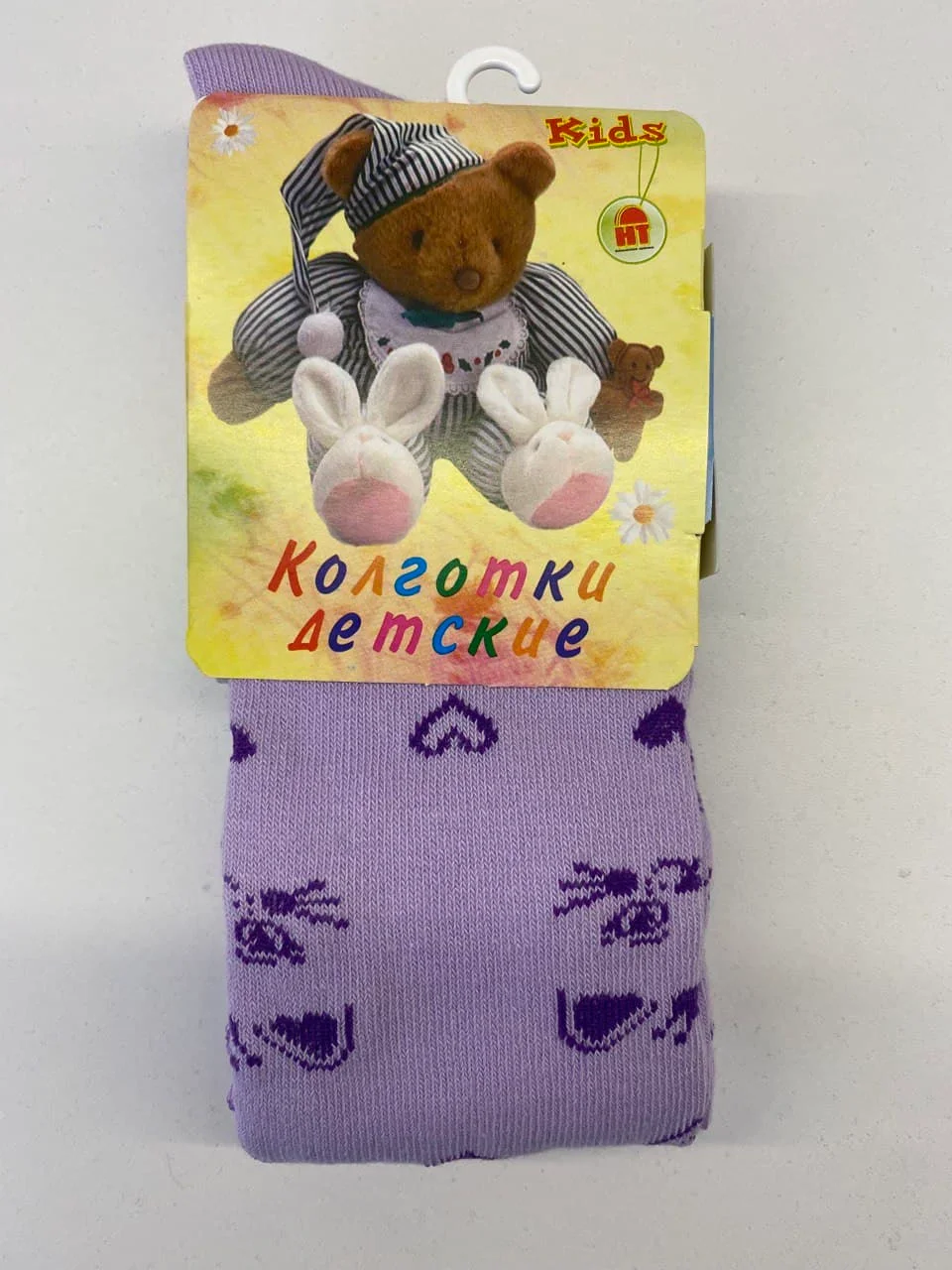 Бордовый детские колготки kidPower "Кошки", хлопок, с рисунком, однотонные, 98-104