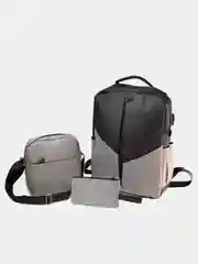 Серый рюкзак мужской, женский, со встроеным USB выходом, для ноутбука, школы