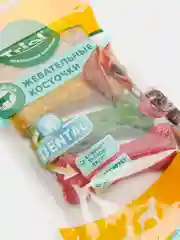 Жевательные косточки Triol Dental "Говядина", для всех пород собак, микс, 4 штуки