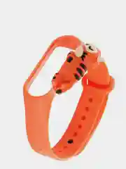 Оранжевый силиконовый ремешок Xiaomi Mi Band 3 и Band 4 "Мультяшки"