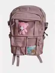 Розовый рюкзак детский с игрушкой