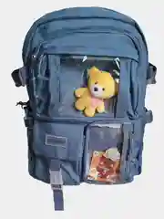 Синий меланж рюкзак детский с игрушкой