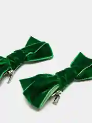 Лесной зеленый бантик бархатный на зажиме для девочки, 2 штуки