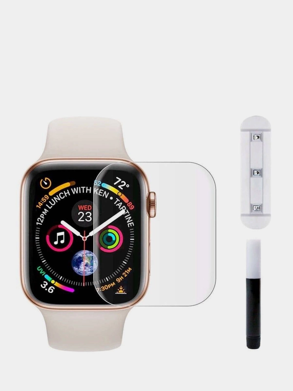 Защитное 3D стекло для Apple Watch 38/40/42/44 мм. (полная проклейка)с Уф лампой