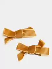 Терракотовый бантик бархатный на зажиме для девочки, 2 штуки