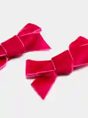 Тёмно-розовый бантик бархатный на зажиме для девочки, 2 штуки