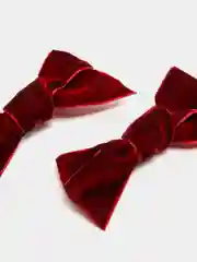 Бордовый бантик бархатный на зажиме для девочки, 2 штуки