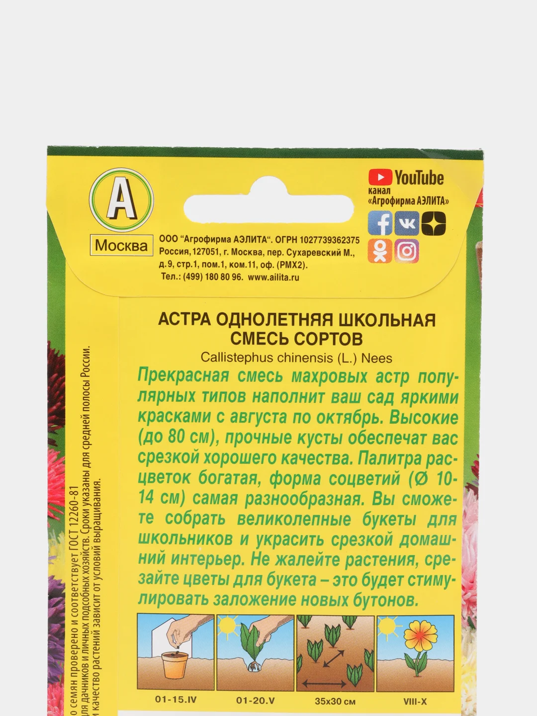 Семена Астра "Школьная" смесь окрасок