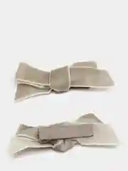 Розовый бантик бархатный на зажиме для девочки, 2 штуки