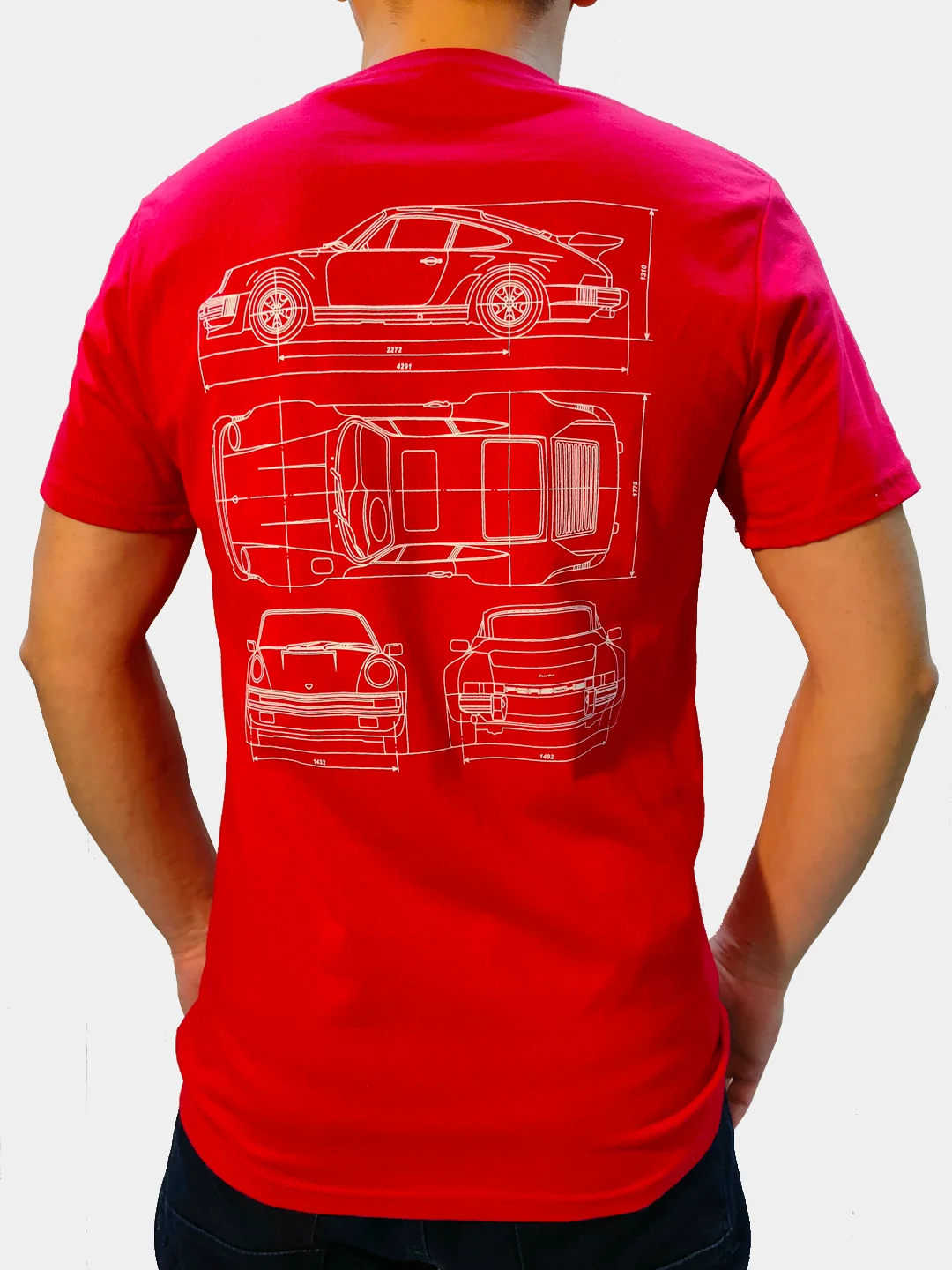 Красный футболка с принтом Porsche 911 Turbo (930)