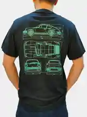 Черный футболка с принтом Porsche 911 Turbo (930)