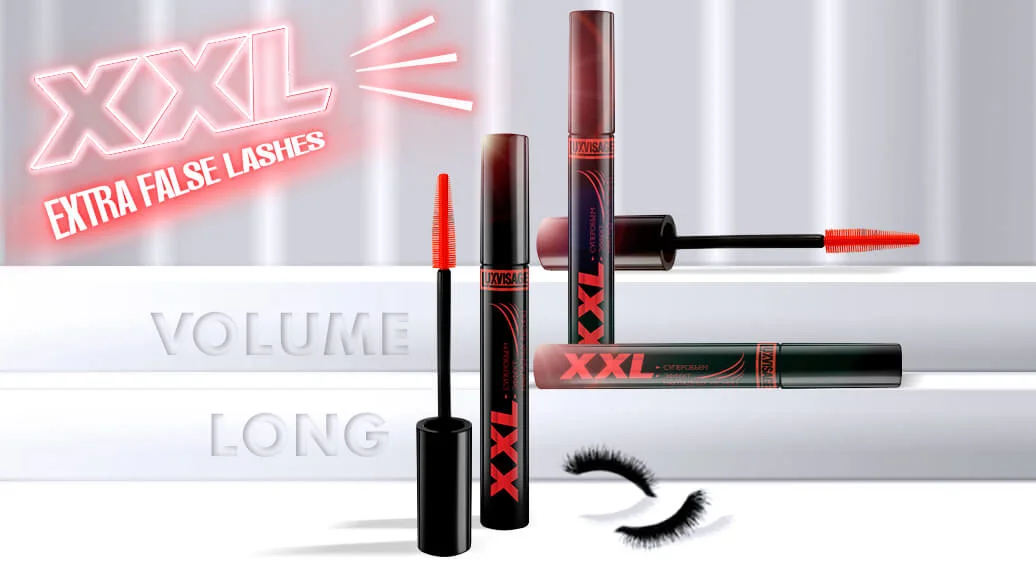 Тушь для ресниц LUXVISAGE XXL Суперобъем Эффект накладных ресниц черная