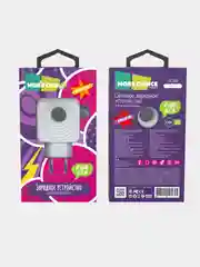 Белый сзу More Choice NC48i, 2USB, 2.4A, встроенный кабель Lightning, LED подсветка