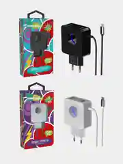 Белый сетевое зарядное устройство More Choice NC48, 2 USB, 2,4 A, Micro USB, LED подсветка