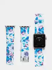 Коричневый ремешок с цветочным принтом для Apple Watch 38 мм. размер S/L