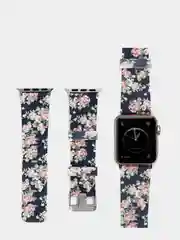 Серебряный ремешок с цветочным принтом для Apple Watch 38 мм. размер S/L