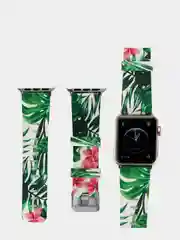 Угольный ремешок с цветочным принтом для Apple Watch 38 мм. размер S/L