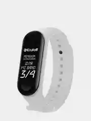 Белый krutoff / Ремешок силиконовый для Xiaomi Mi Band 3/4 (Сяоми Ми Бэнд 3/4)