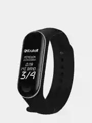 Черный krutoff / Ремешок силиконовый для Xiaomi Mi Band 3/4 (Сяоми Ми Бэнд 3/4)