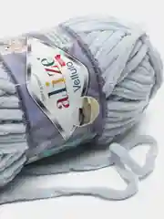 Серебряный пряжа плюшевая Alize Velluto, 100% микрополиэстер, 100 г, 68 м