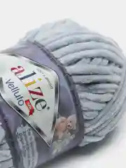 Серебряный пряжа плюшевая Alize Velluto, 100% микрополиэстер, 100 г, 68 м