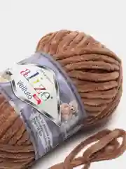 Коричневый пряжа плюшевая Alize Velluto, 100% микрополиэстер, 100 г, 68 м