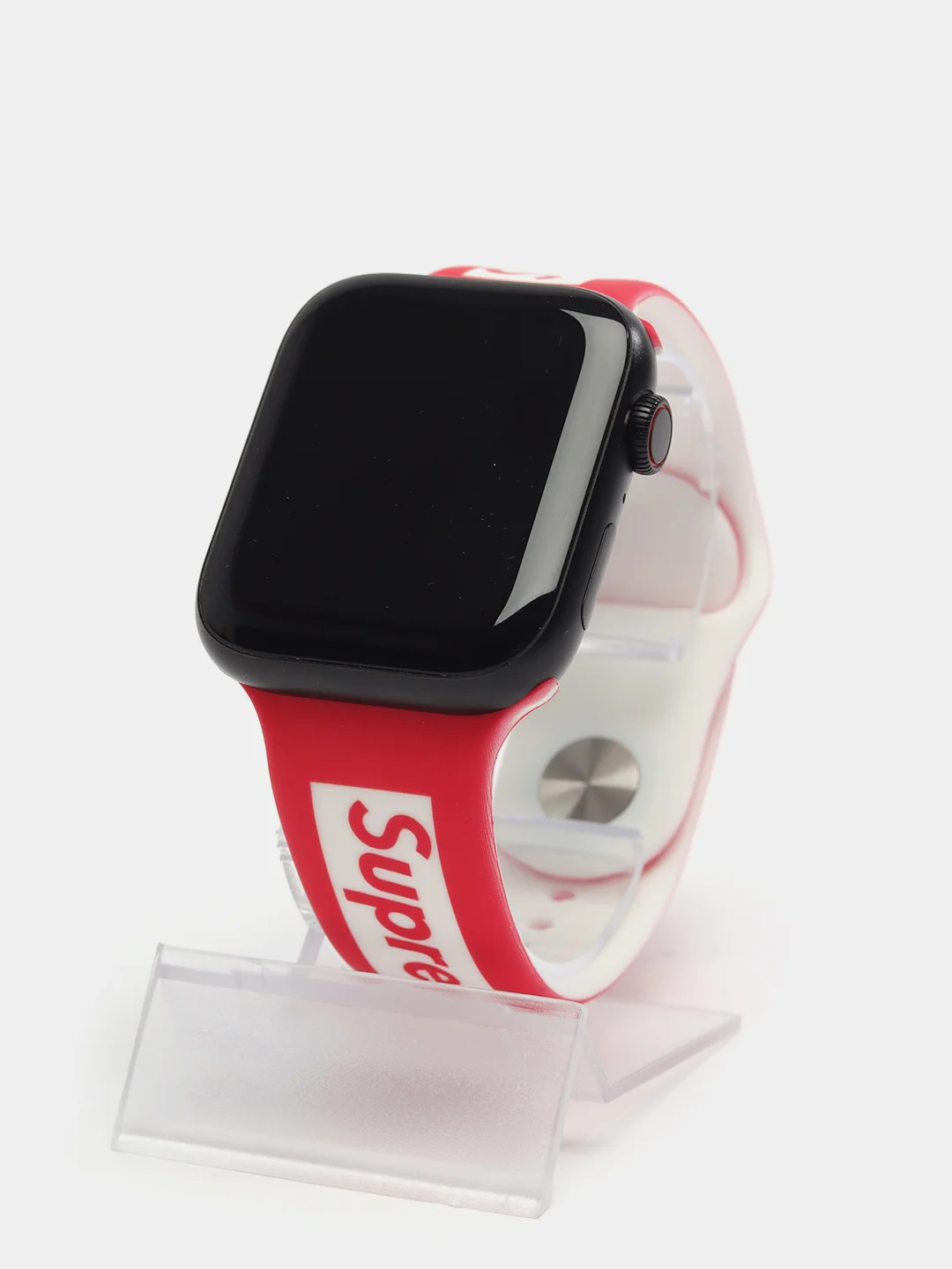 Алый ремешок силиконовый с рисунком для Apple Watch