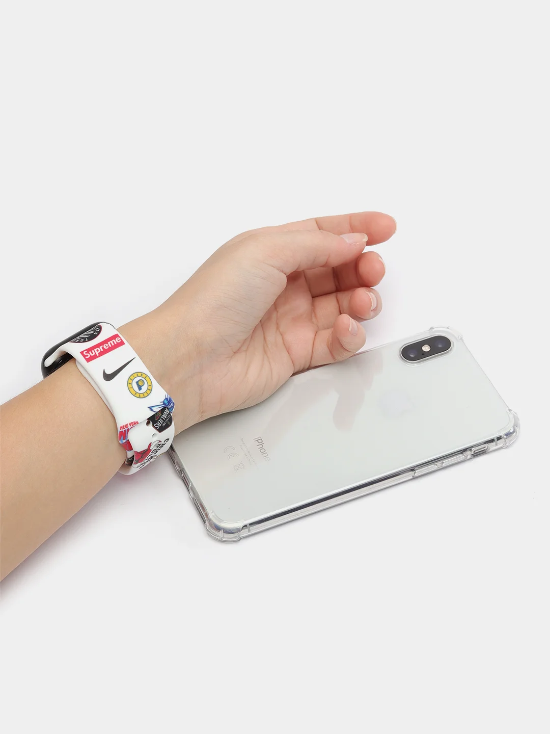 Серый металлик ремешок силиконовый с рисунком для Apple Watch