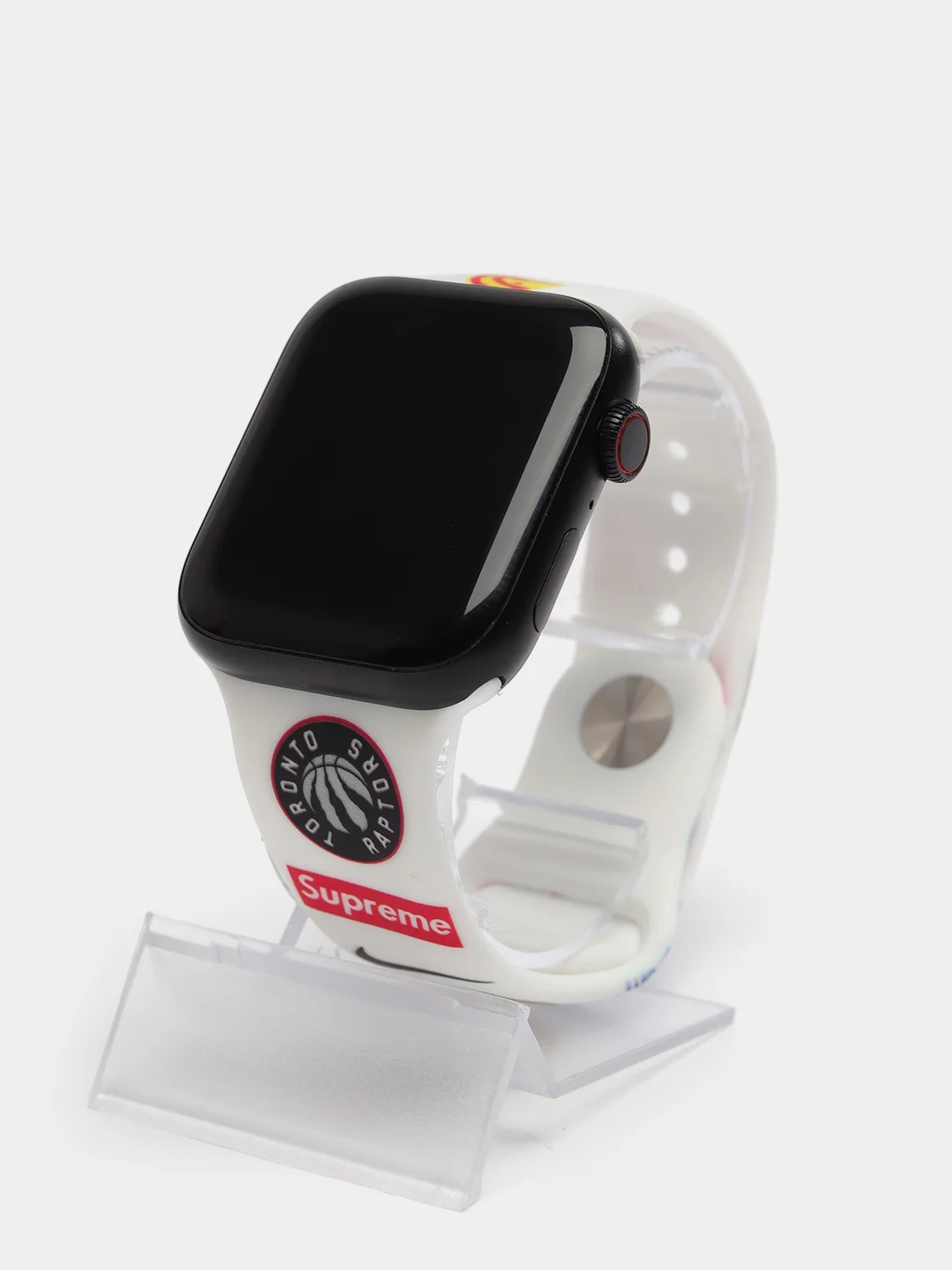 Серый металлик ремешок силиконовый с рисунком для Apple Watch