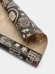 Черный бумага для подарка новогодняя упаковочная крафтовая "Брутальная", 50 х 70 см