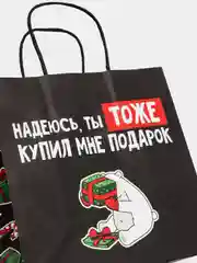 Лесной зеленый пакет подарочный Новый год, 22 х 22 х 11 см, 17 видов