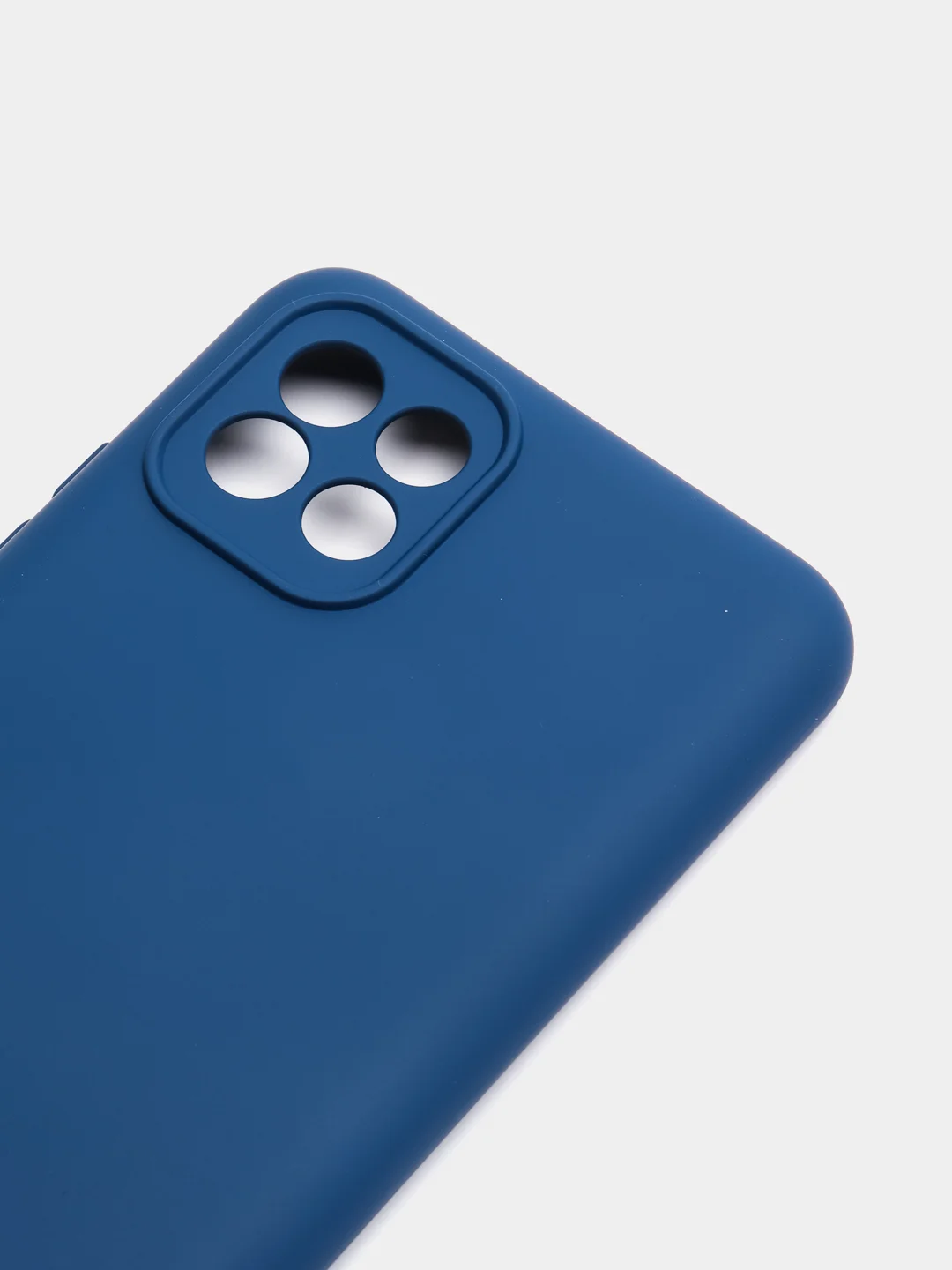 Темно-синий чехол Samsung A03 c защитой камеры и бархатом внутри
