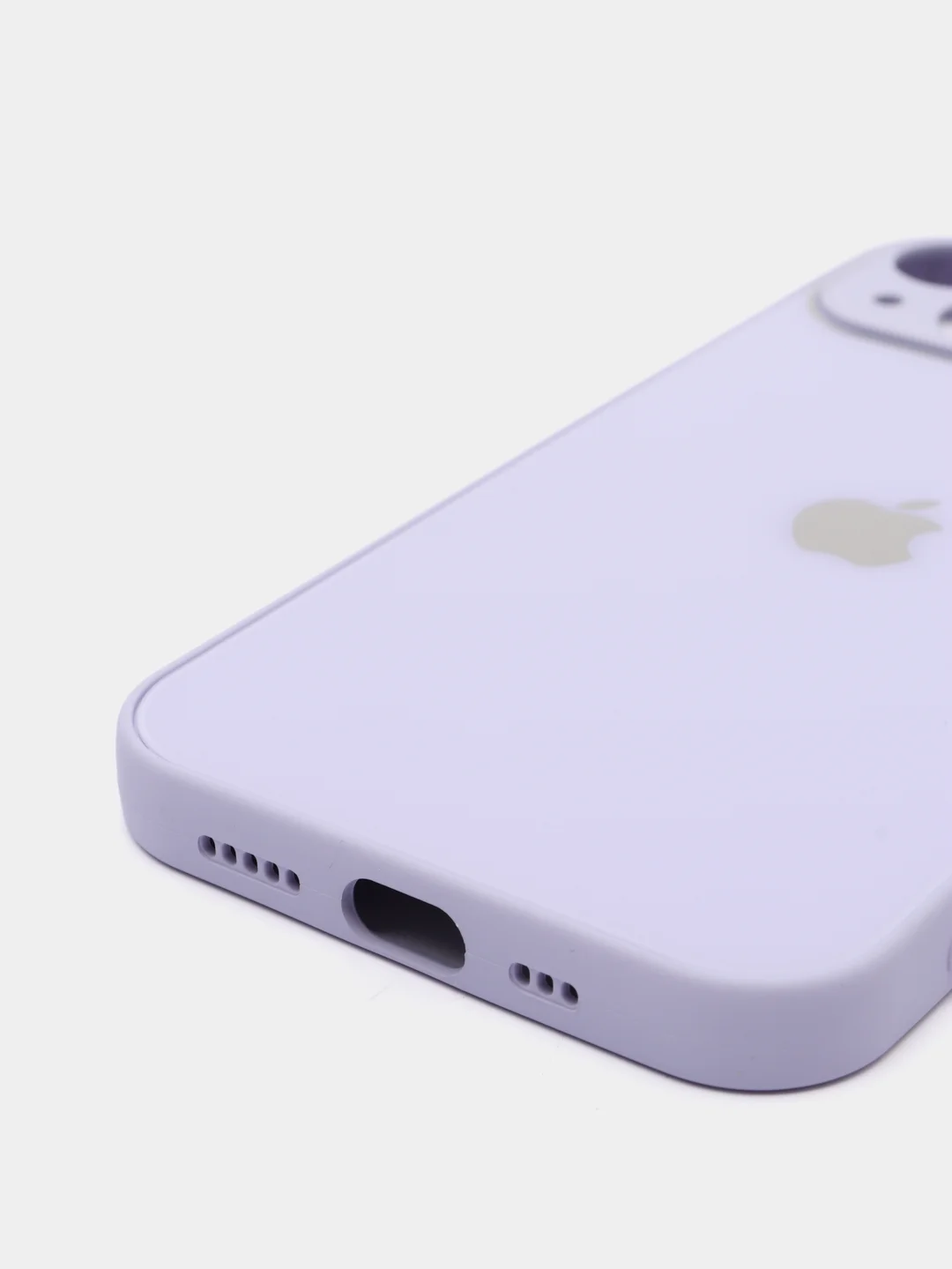 Лавандовый чехол силиконовый со стеклянной панелью для iPhone 13