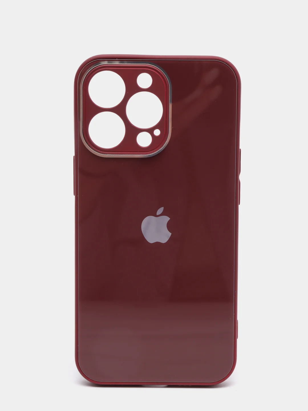 Тёмно-бордовый чехол силиконовый со стеклянной панелью для iPhone 13 Pro