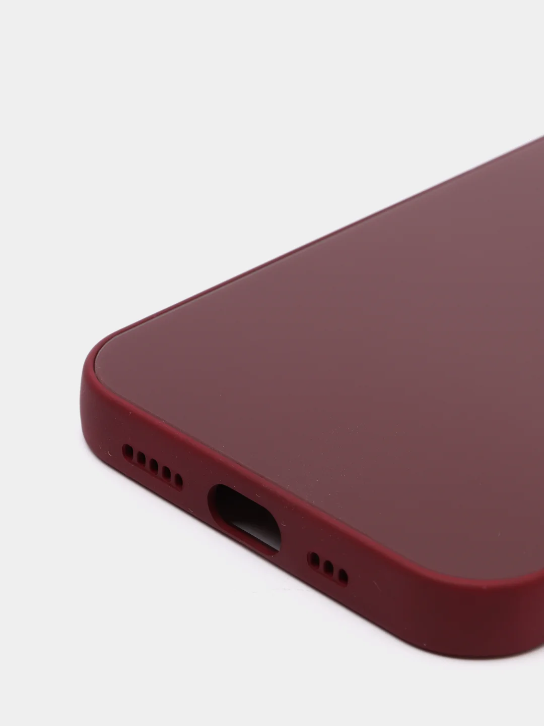 Тёмно-бордовый чехол силиконовый со стеклянной панелью для iPhone 13 Pro