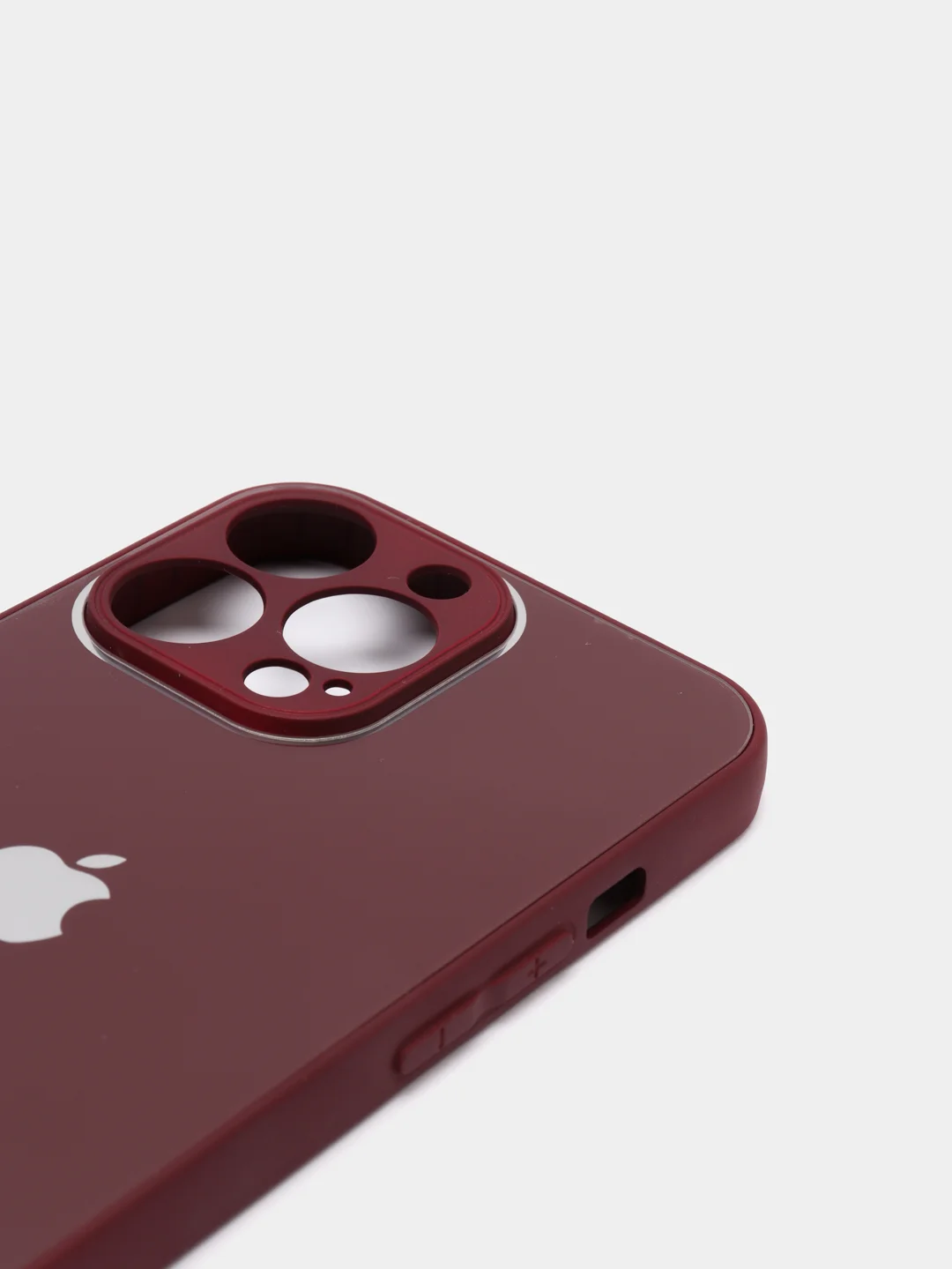 Тёмно-бордовый чехол силиконовый со стеклянной панелью для iPhone 13 Pro
