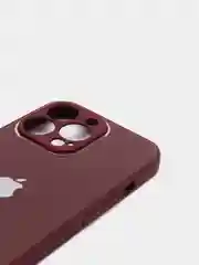 Тёмно-бордовый чехол силиконовый со стеклянной панелью для iPhone 13 Pro