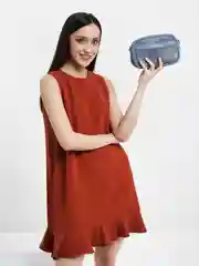 Сумка женская, ругелируемый ремень, цвет голубой