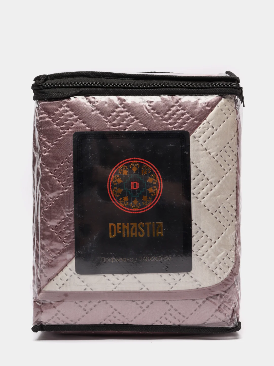 Покрывало DeNASTIA "Палермо" двустороннее 240x260, геометрия, цвет розовый/молочный