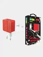 Красный сзу More Choice NC46a, 2USB, 2.4A + кабель Type-C, 1 м