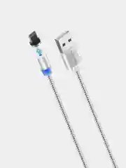 Серебряный кабель USB - Lightning, More Choice K61Si, MAGNETIC, 2.4A, 1 м