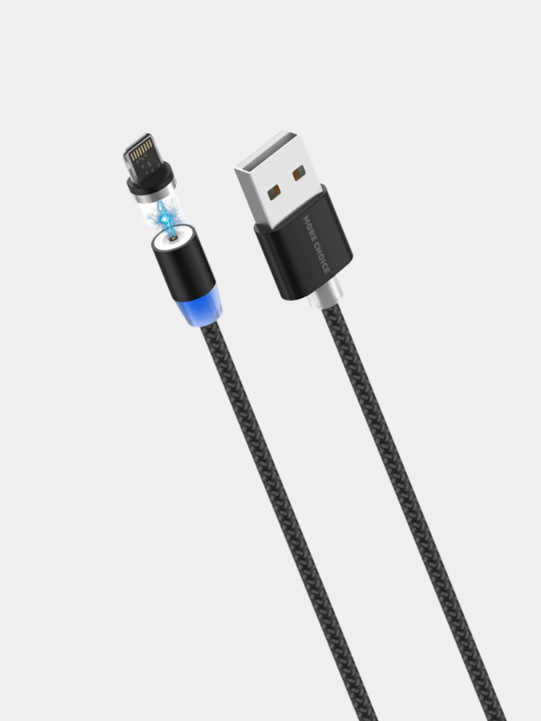 Черный кабель USB - Lightning, More Choice K61Si, MAGNETIC, 2.4A, 1 м